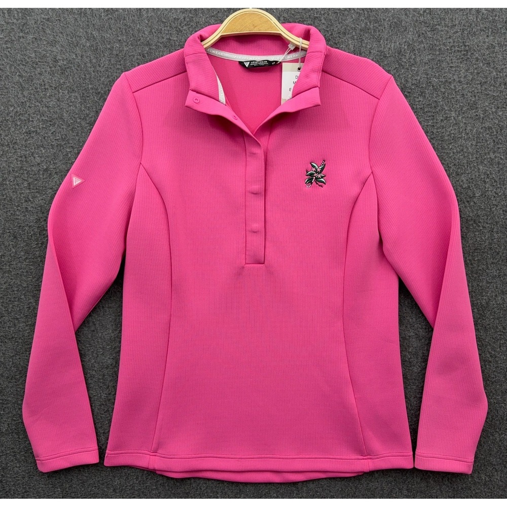 Levelwear Laurel Valley Golf Club Pullover Womens Small Pink 1/2 Button Sweater